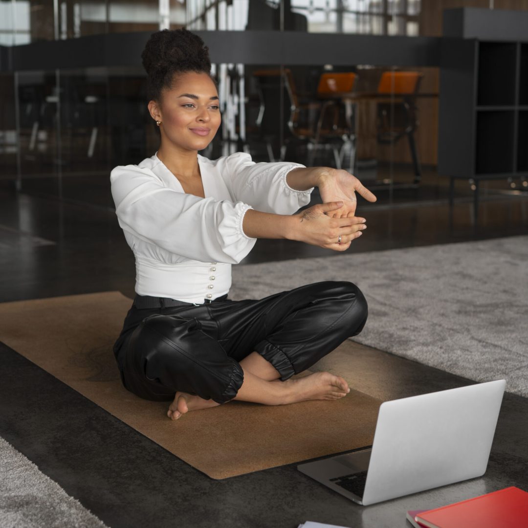 full-shot-woman-stretching-work